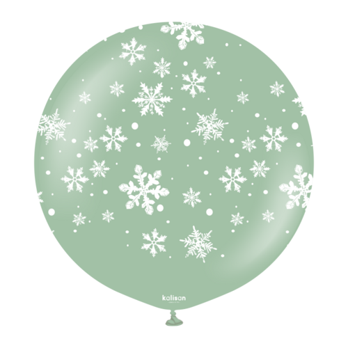 R24 - Snowflakes - Wintergreen - Print White - Kalisan (1)